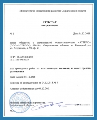Присвоение категории гостиницам в Екатеринбурге